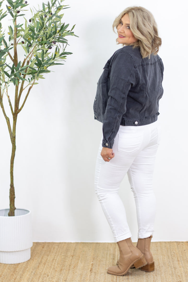 Darcy Stretch Denim Jacket | Washed Black