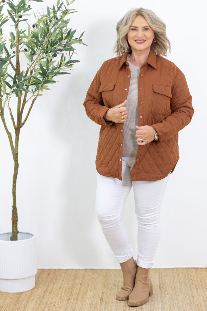 Filipa Quilted Jacket | Teracotta