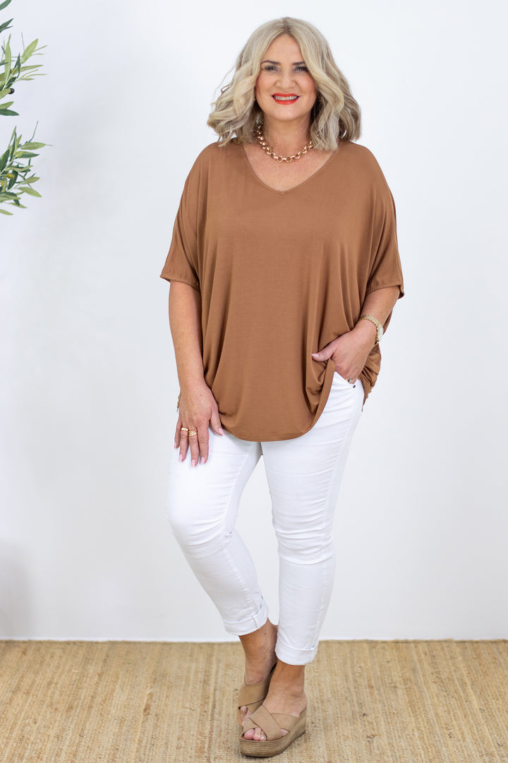 Armeni Batwing T Shirt | Tan