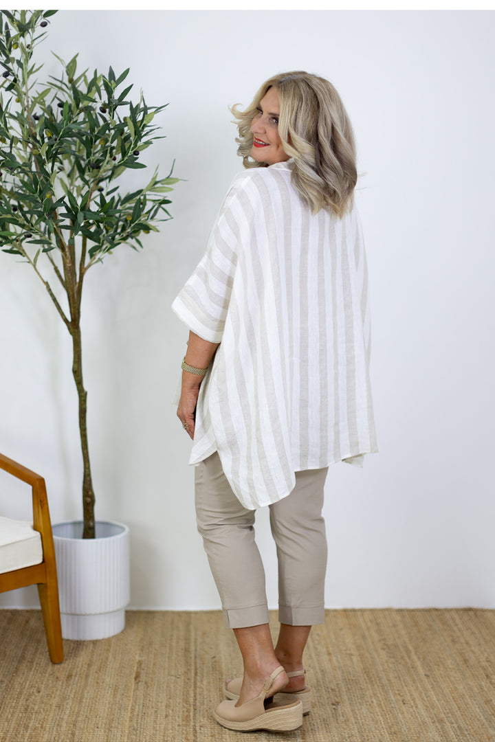 Oxford Oversized Shirt | Natural Stripe