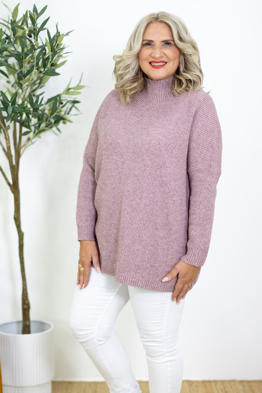 Gia Long Line Knit | Rosewood