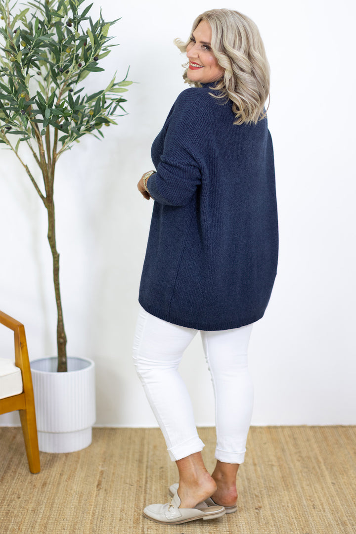 Gia Long Line Knit | Navy