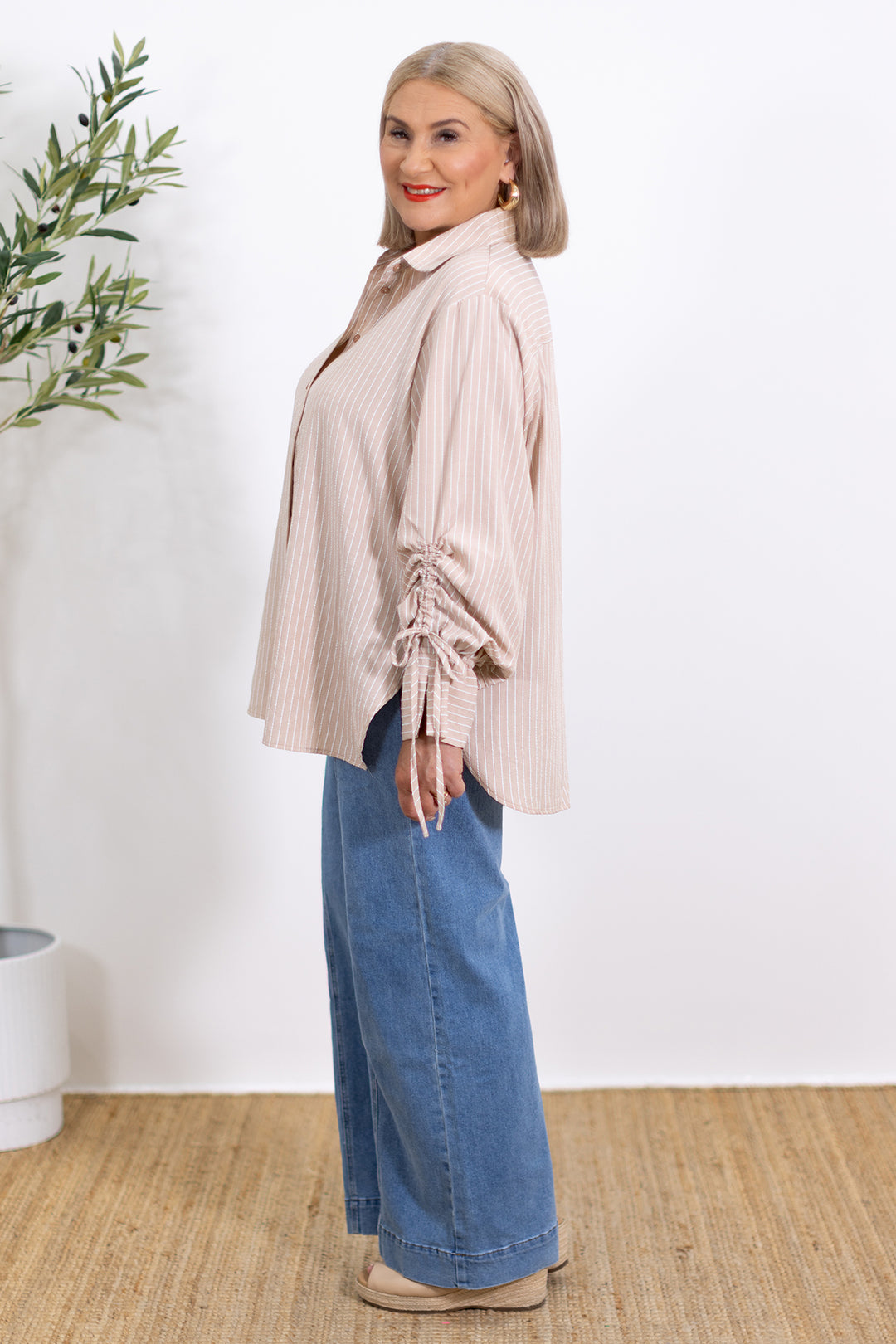 Cruiser Oversized Striped Shirt | BEIGE