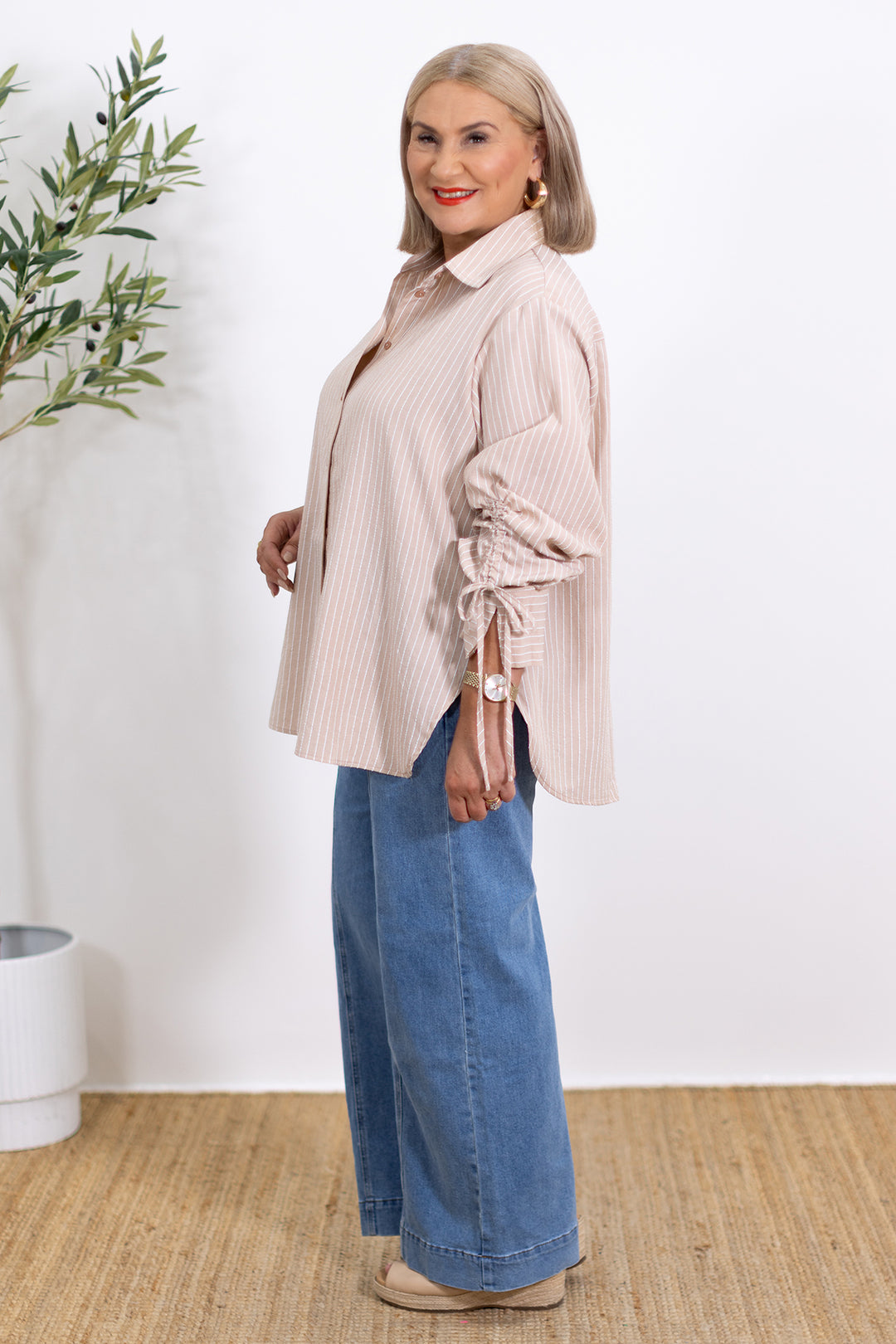 Cruiser Oversized Striped Shirt | BEIGE