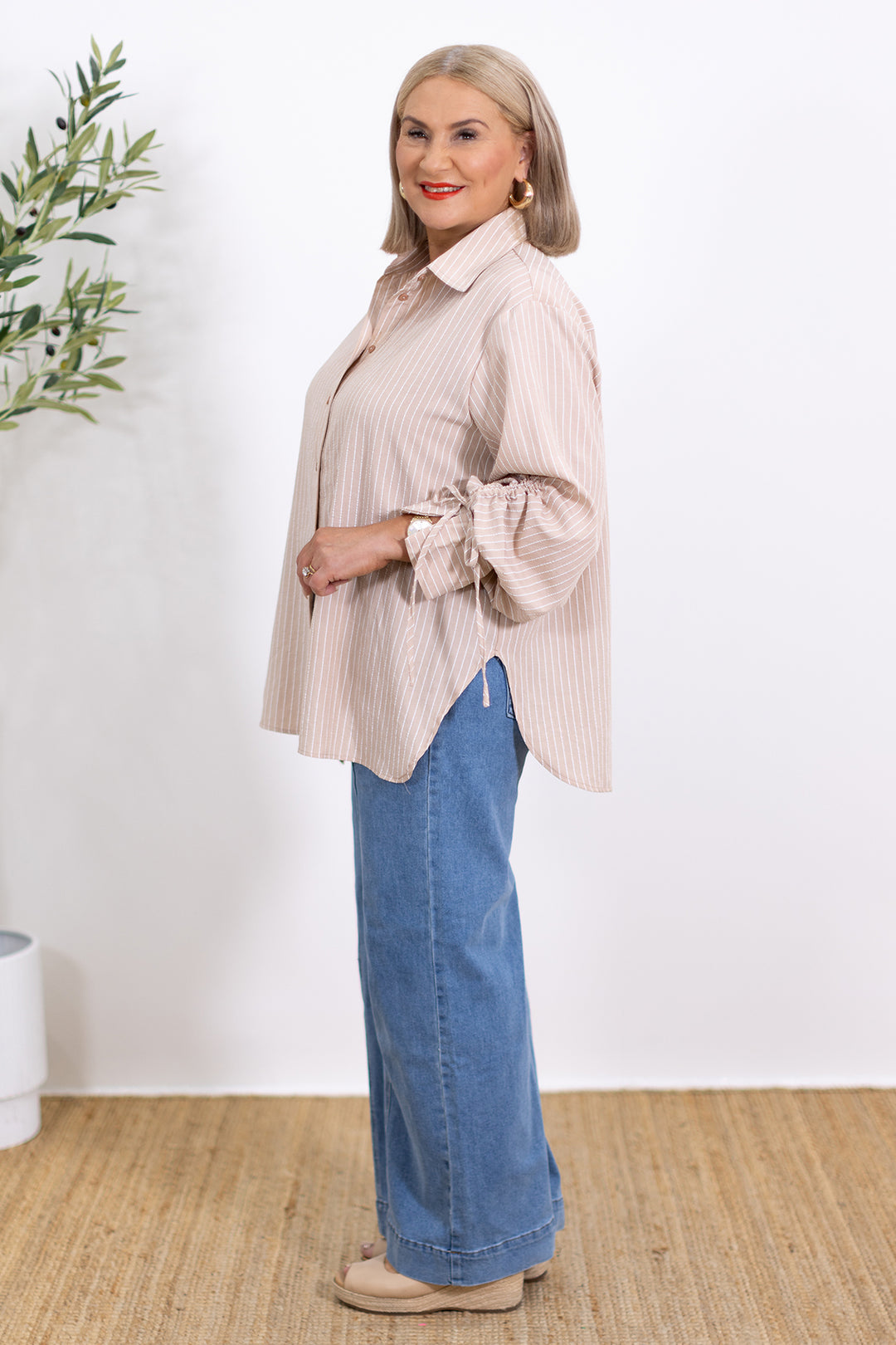 Cruiser Oversized Striped Shirt | BEIGE