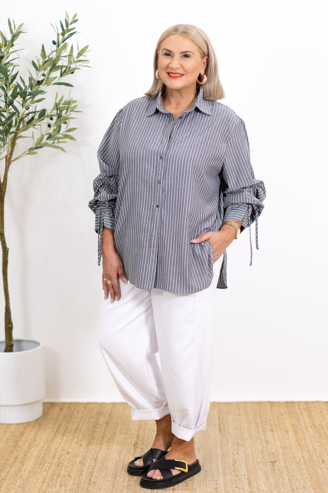 Cruiser Oversized Striped Shirt | CHARCOAL