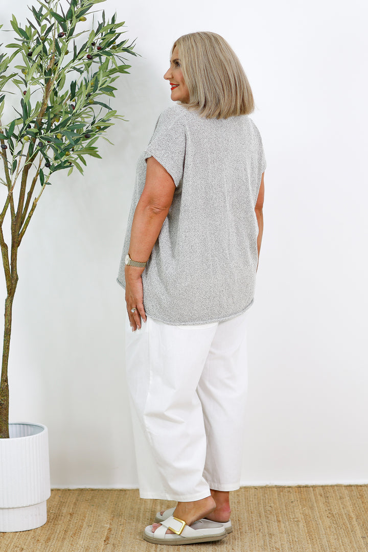 Blanche Knit Top | Grey speckle