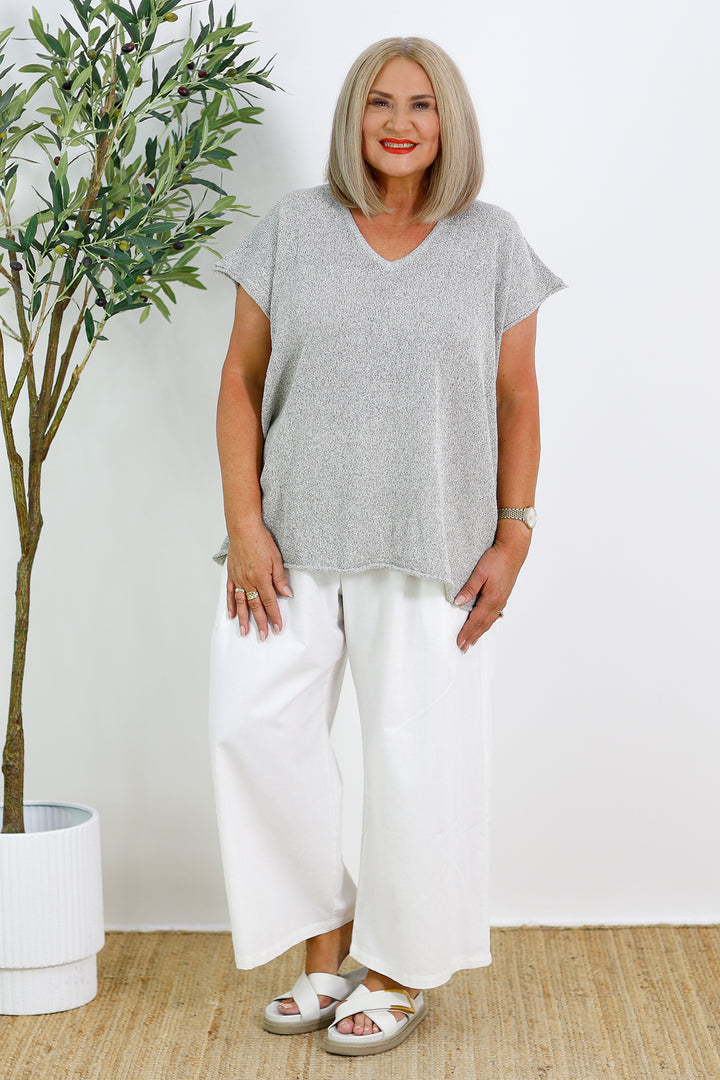 Blanche Knit Top | Grey speckle