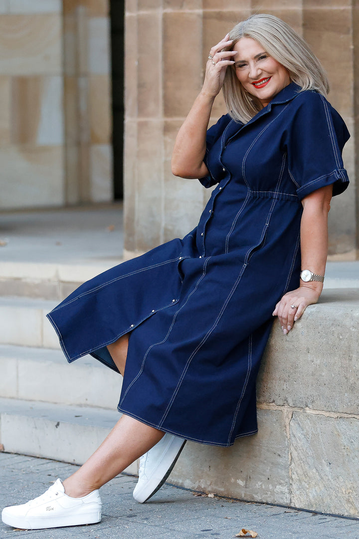 Cannes Stretch Denim Dress | INDIGO