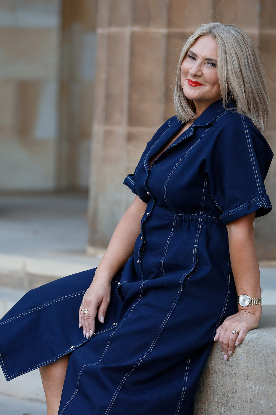 Cannes Stretch Denim Dress | INDIGO