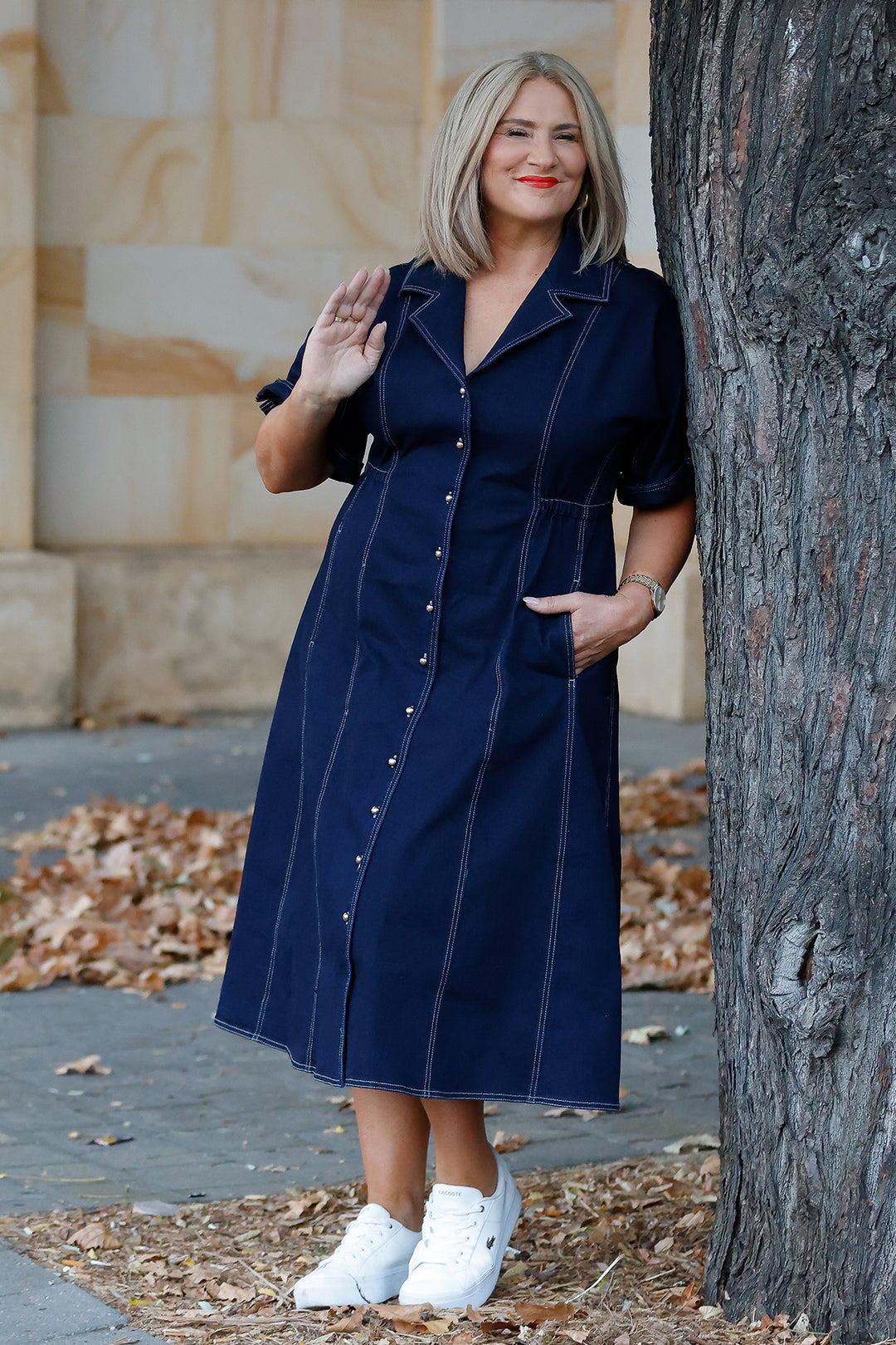 Cannes Stretch Denim Dress | INDIGO