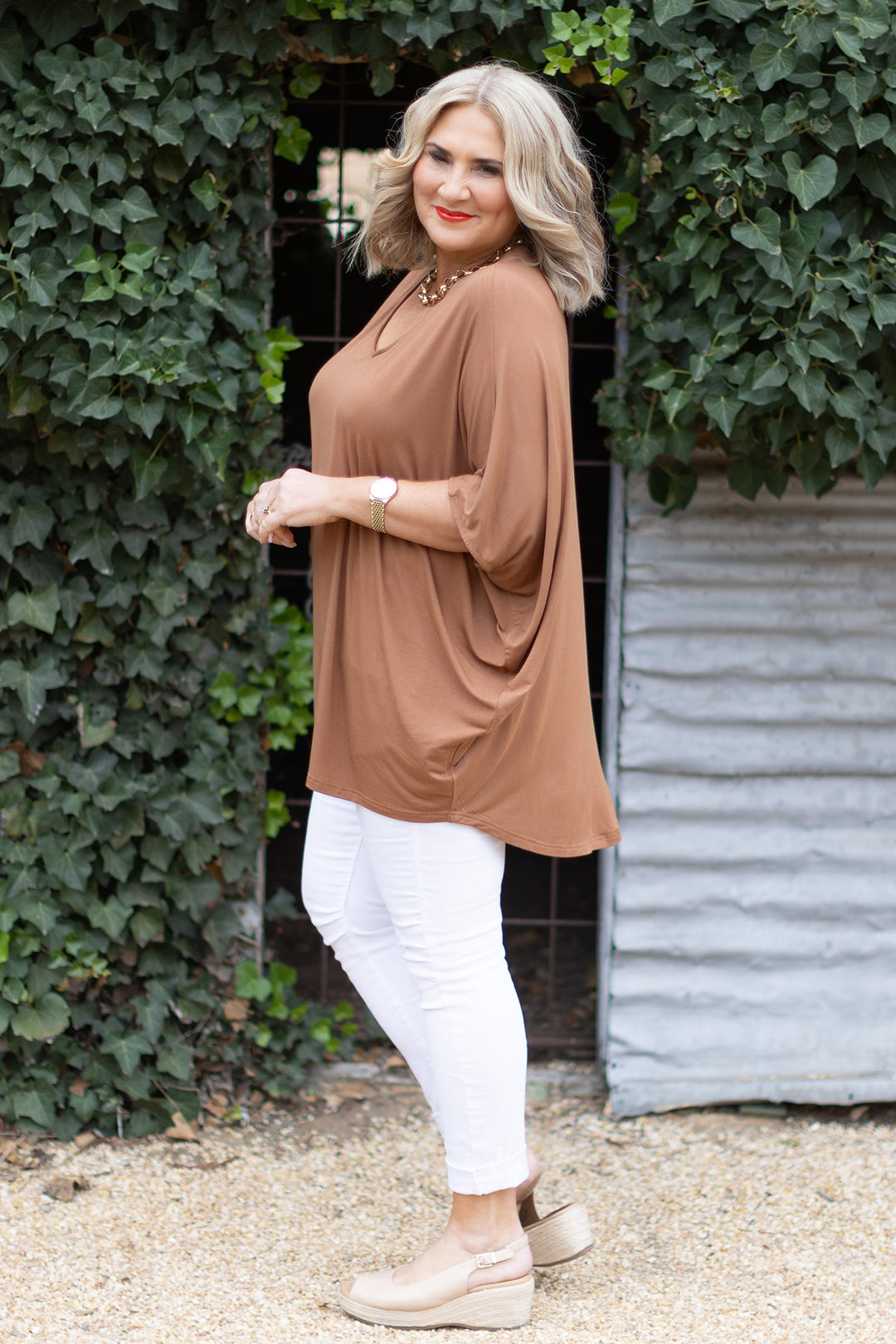 Armeni Batwing T Shirt | Tan