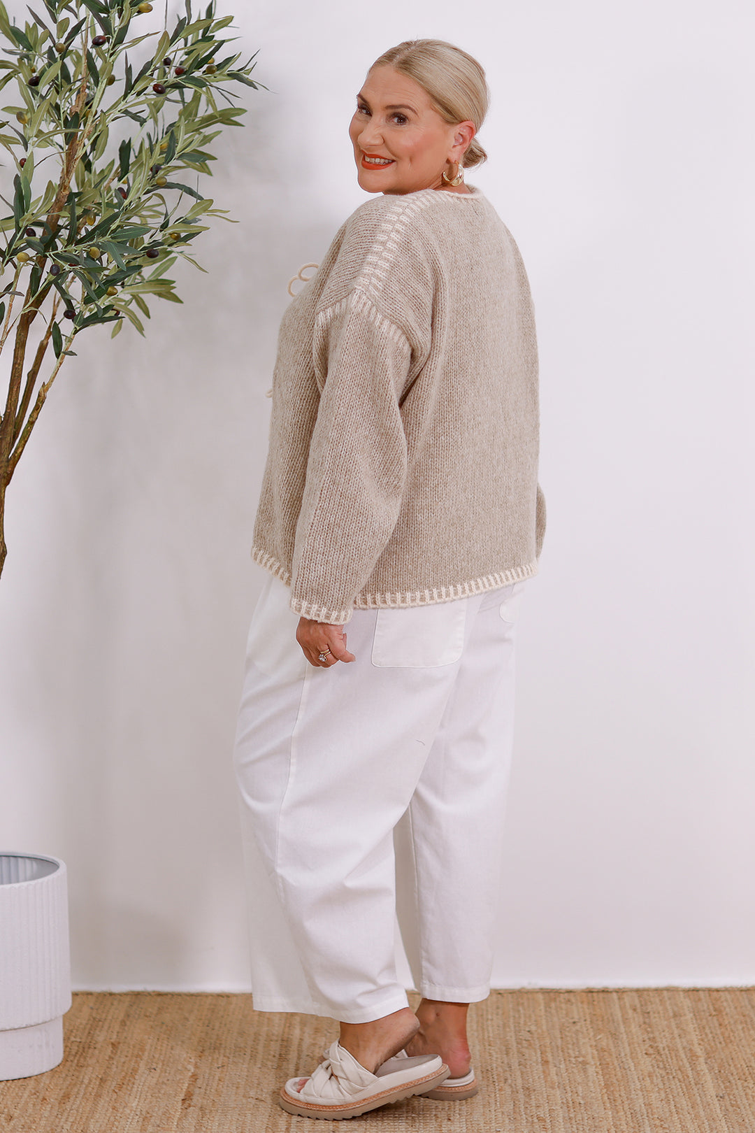 La Bow Cardi | Beige