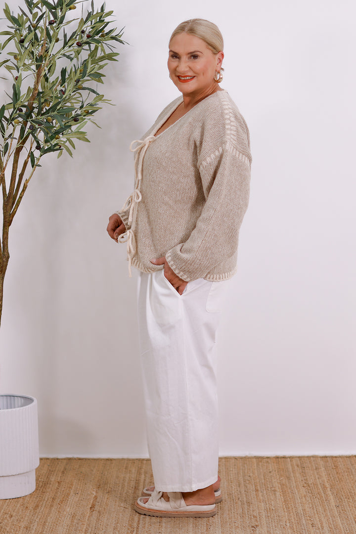 La Bow Cardi | Beige