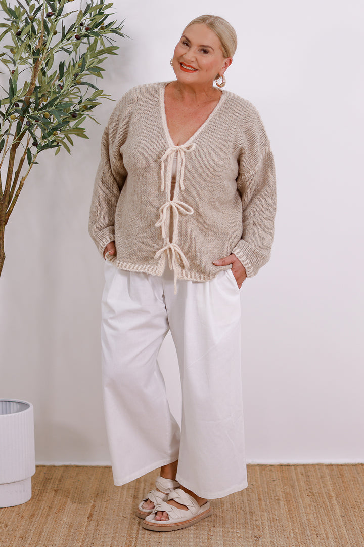 La Bow Cardi | Beige