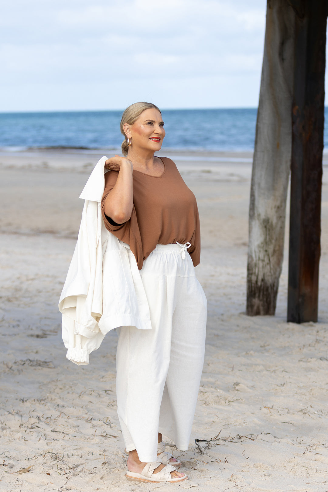 Portia Swing Linen Jacket | White Ivory