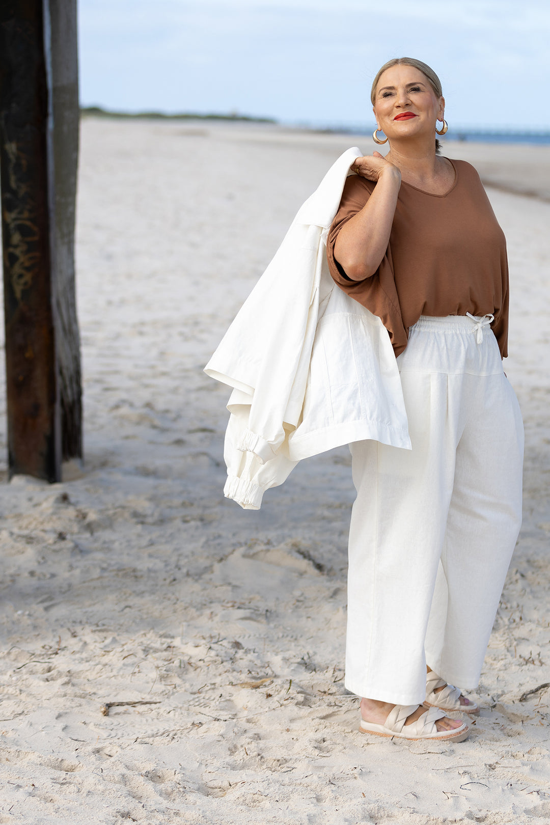 Portia Swing Linen Jacket | White Ivory