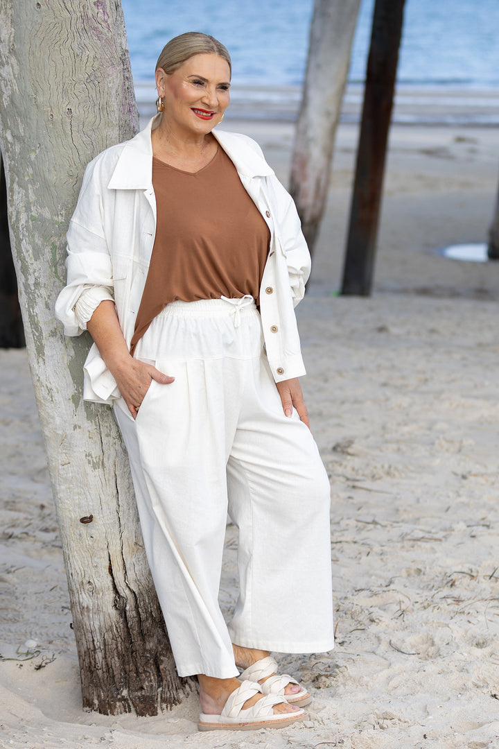 Portia Swing Linen Jacket | White Ivory