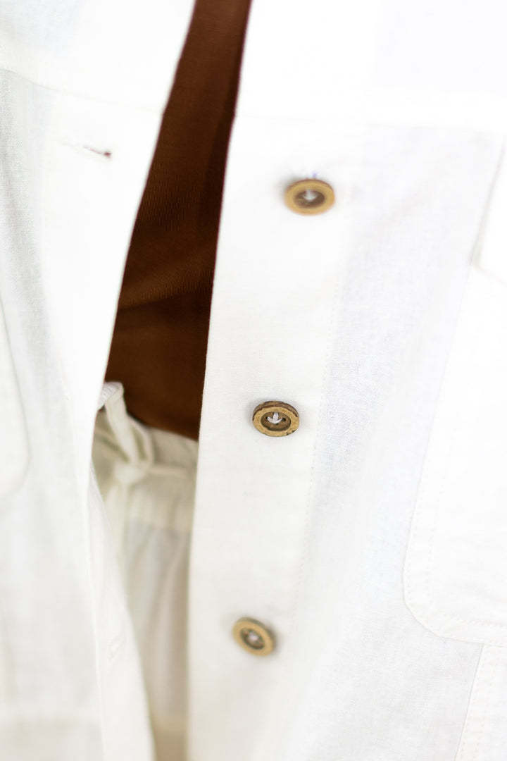 Portia Swing Linen Jacket | White Ivory