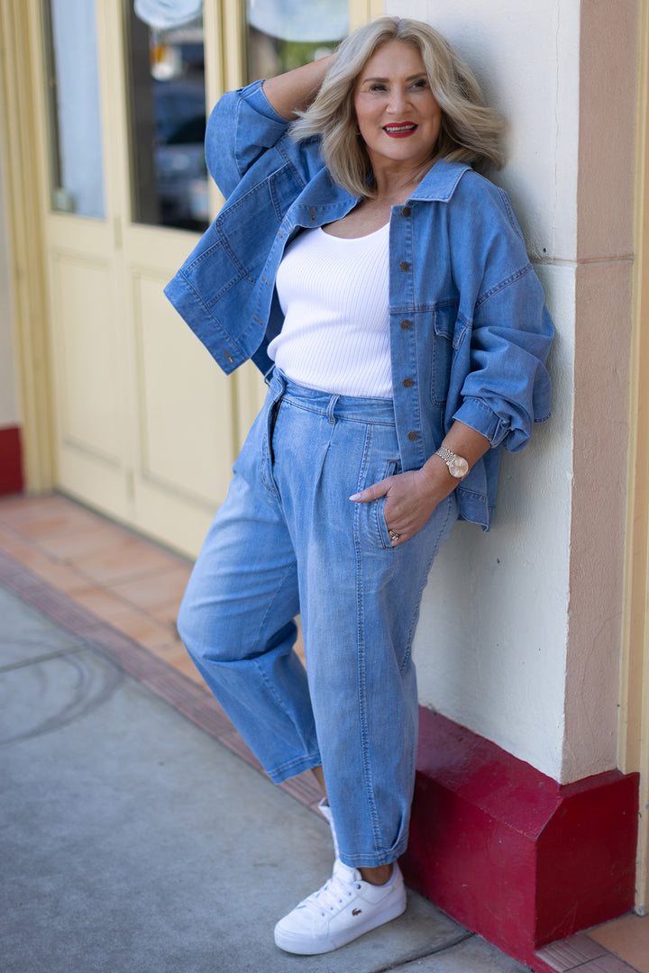 Oversized Stretch Swing Jacket | Denim