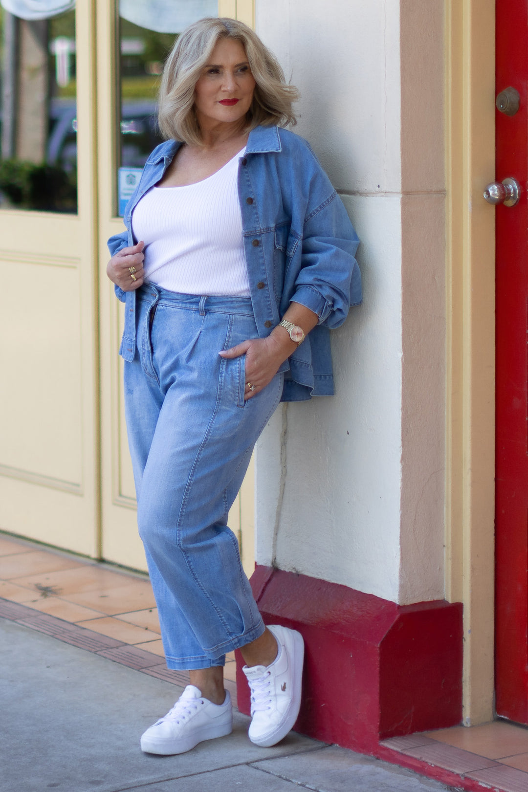 Oversized Stretch Swing Jacket | Denim