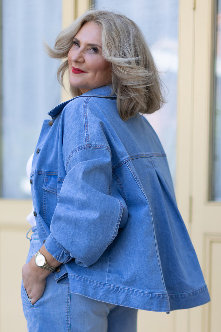 Oversized Stretch Swing Jacket | Denim