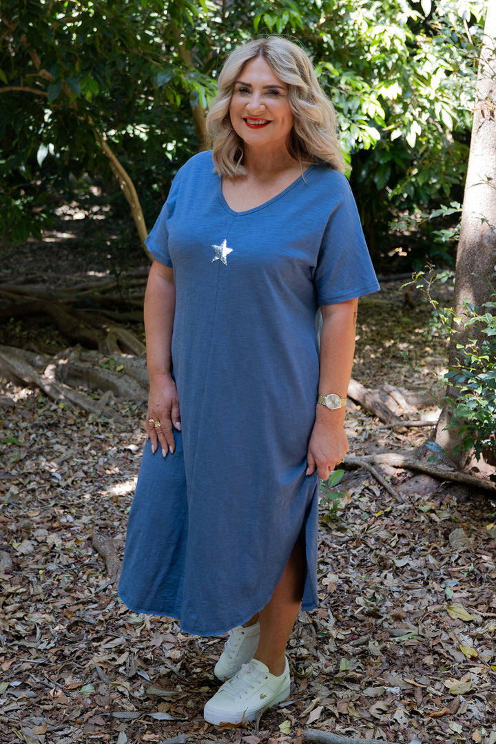 Lucky Star Tee Dress | Blue