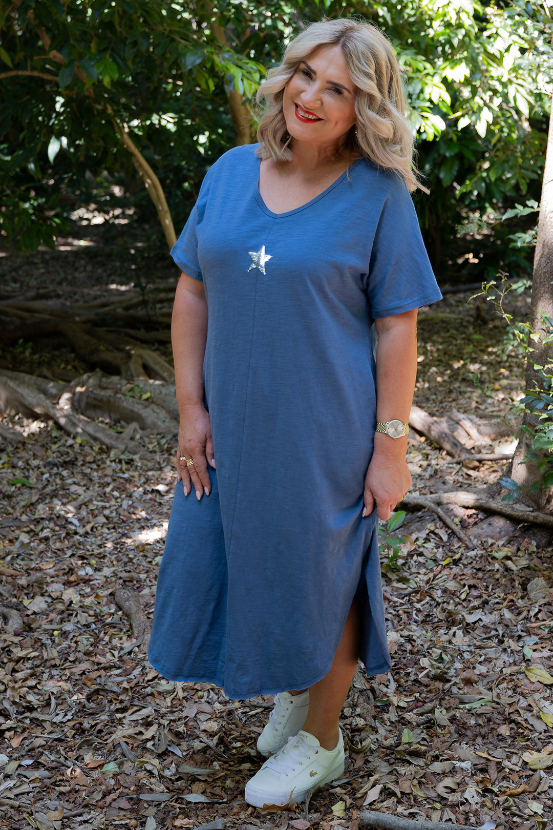 Lucky Star Tee Dress | Blue