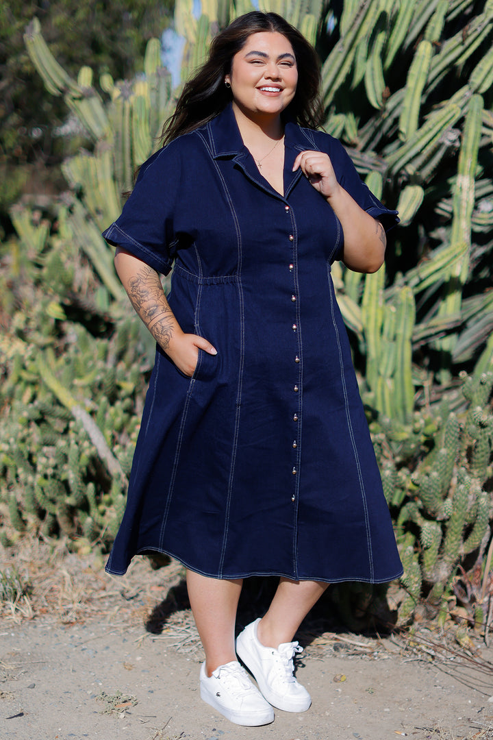 Cannes Stretch Denim Dress | INDIGO