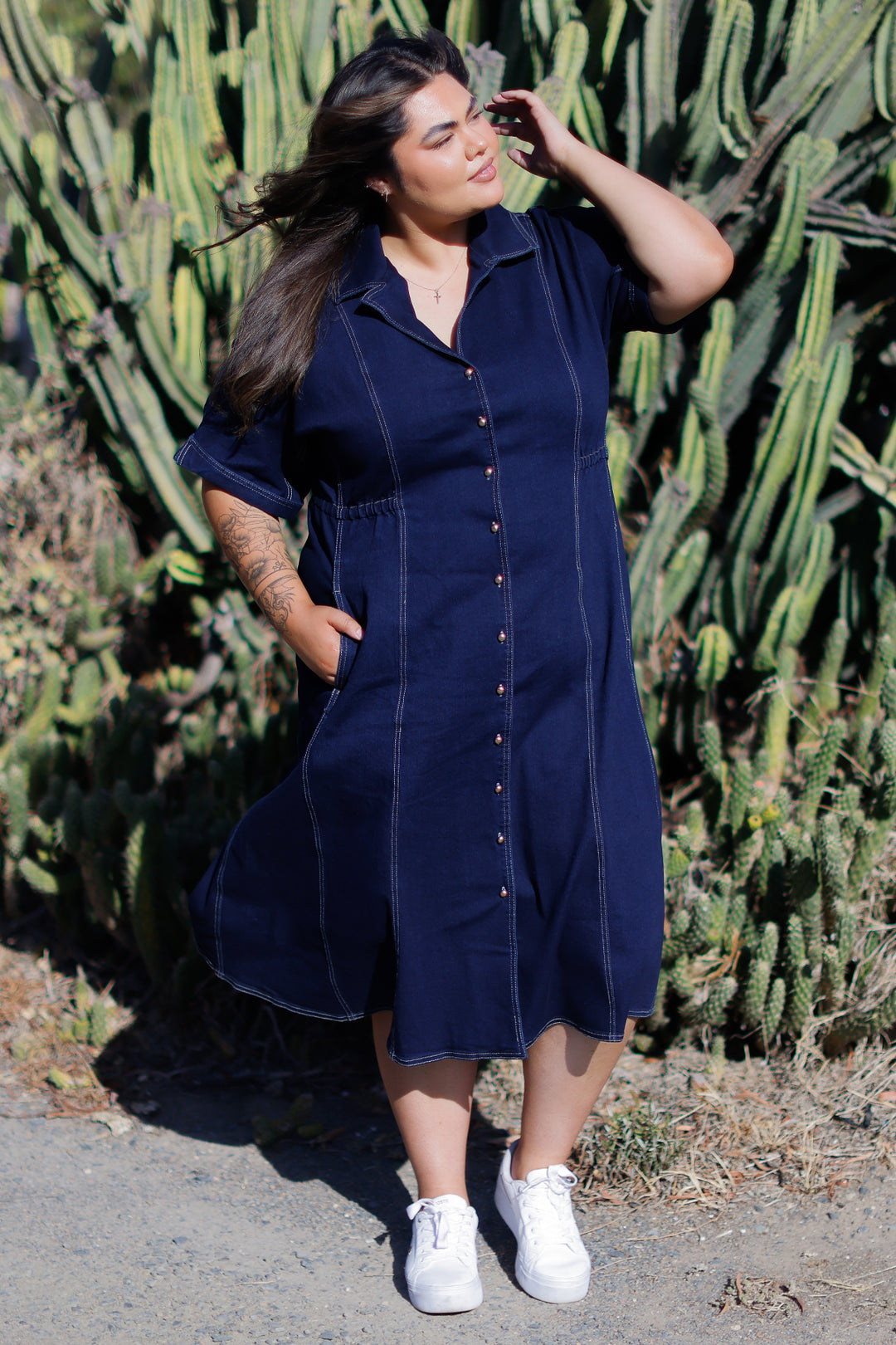 Cannes Stretch Denim Dress | INDIGO