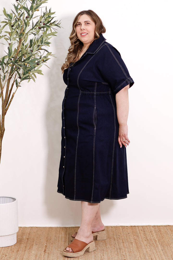 Cannes Stretch Denim Dress | INDIGO