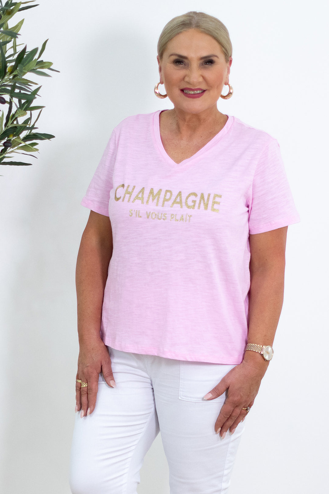 Champagne Tee | Pink & Gold