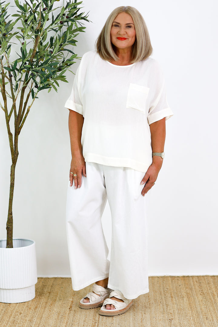 Maya Drape Top  | Creme