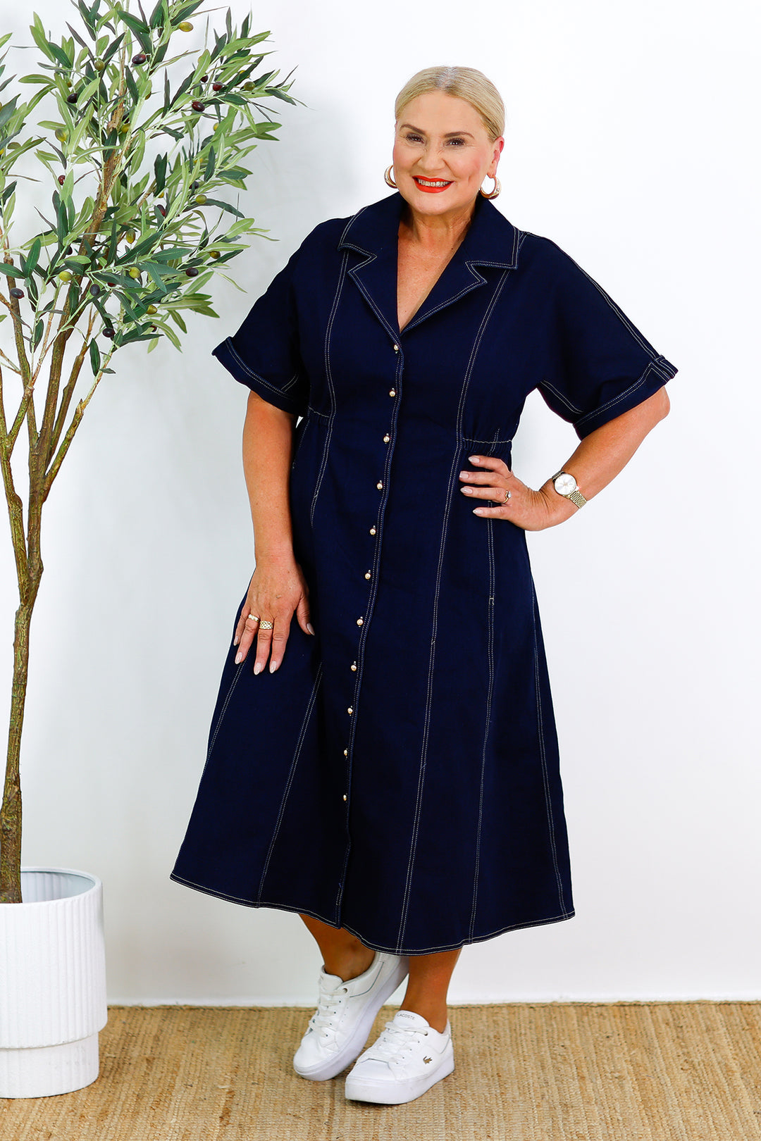 Cannes Stretch Denim Dress | INDIGO