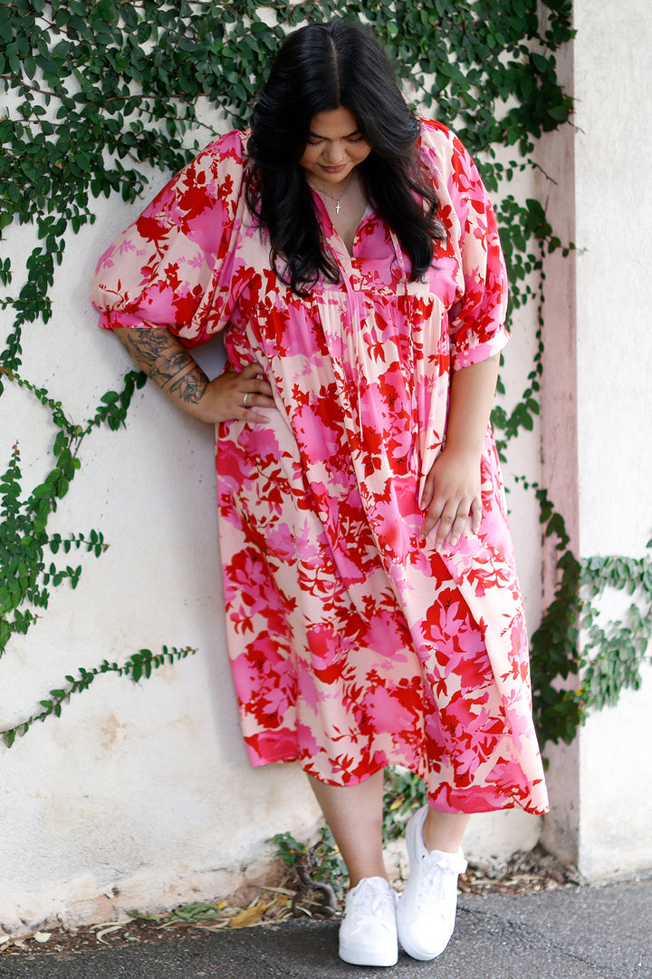 Solara Dress | Pink & Red Floral