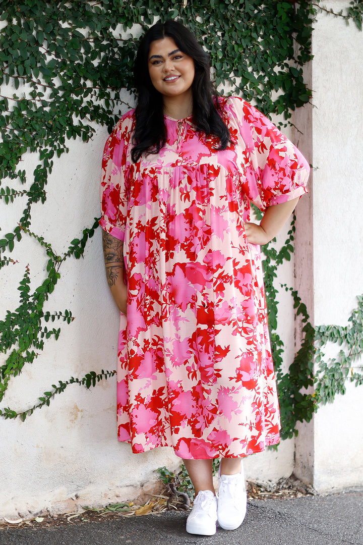 Solara Dress | Pink & Red Floral