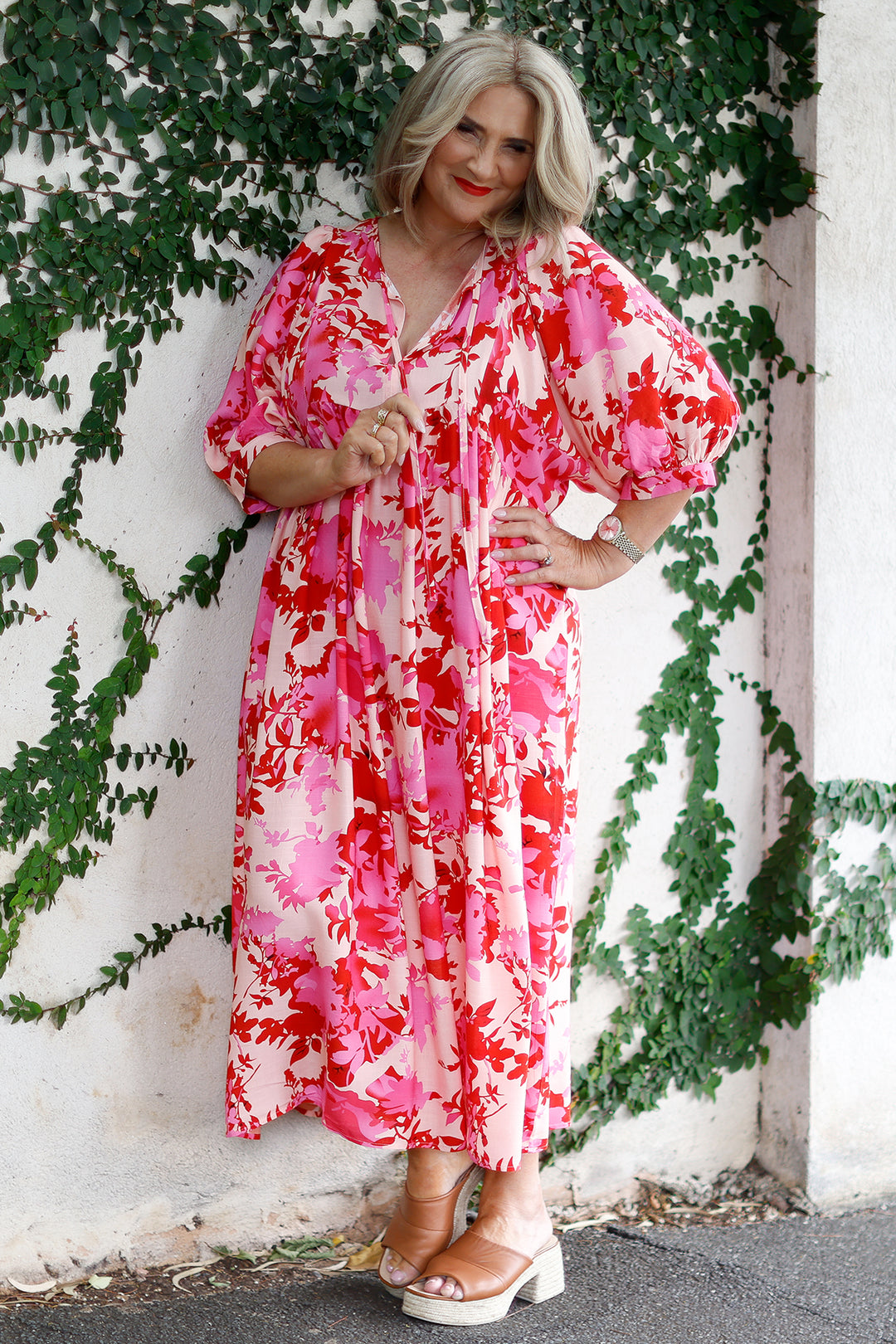 Solara Dress | Pink & Red Floral