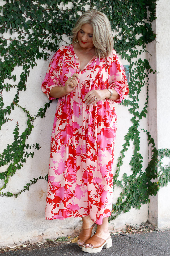 Solara Dress | Pink & Red Floral