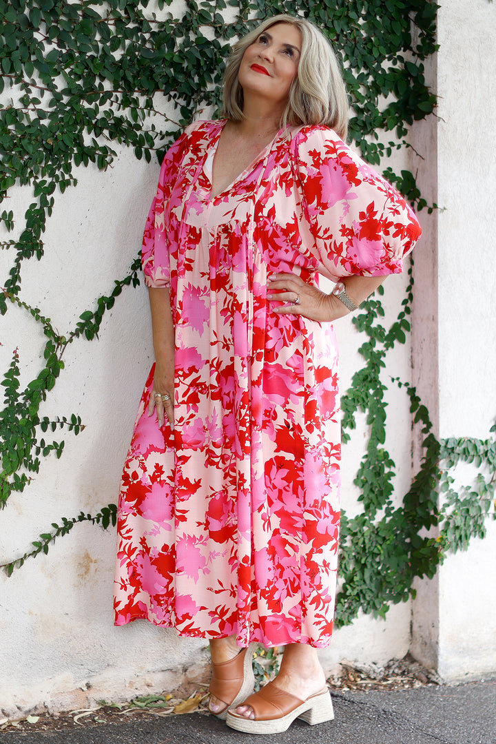 Solara Dress | Pink & Red Floral