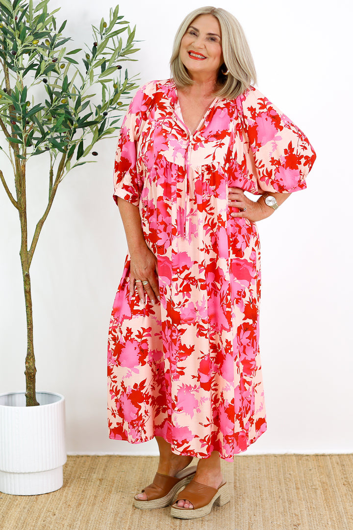 Solara Dress | Pink & Red Floral