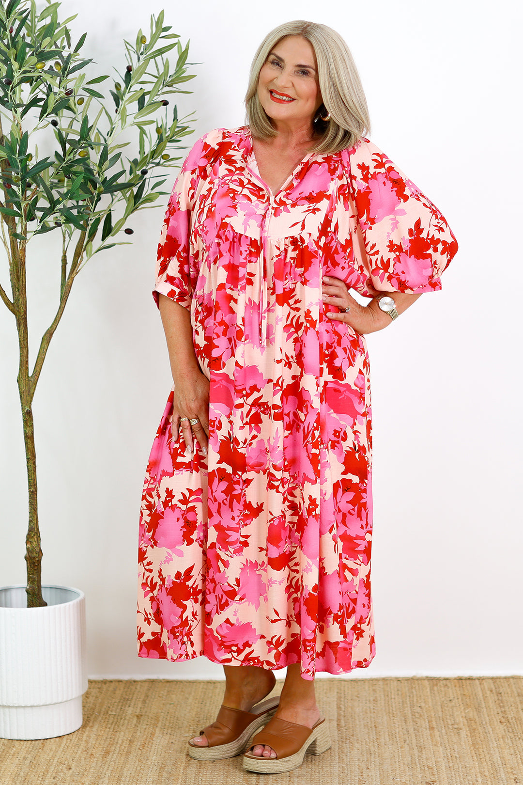 Solara Dress | Pink & Red Floral