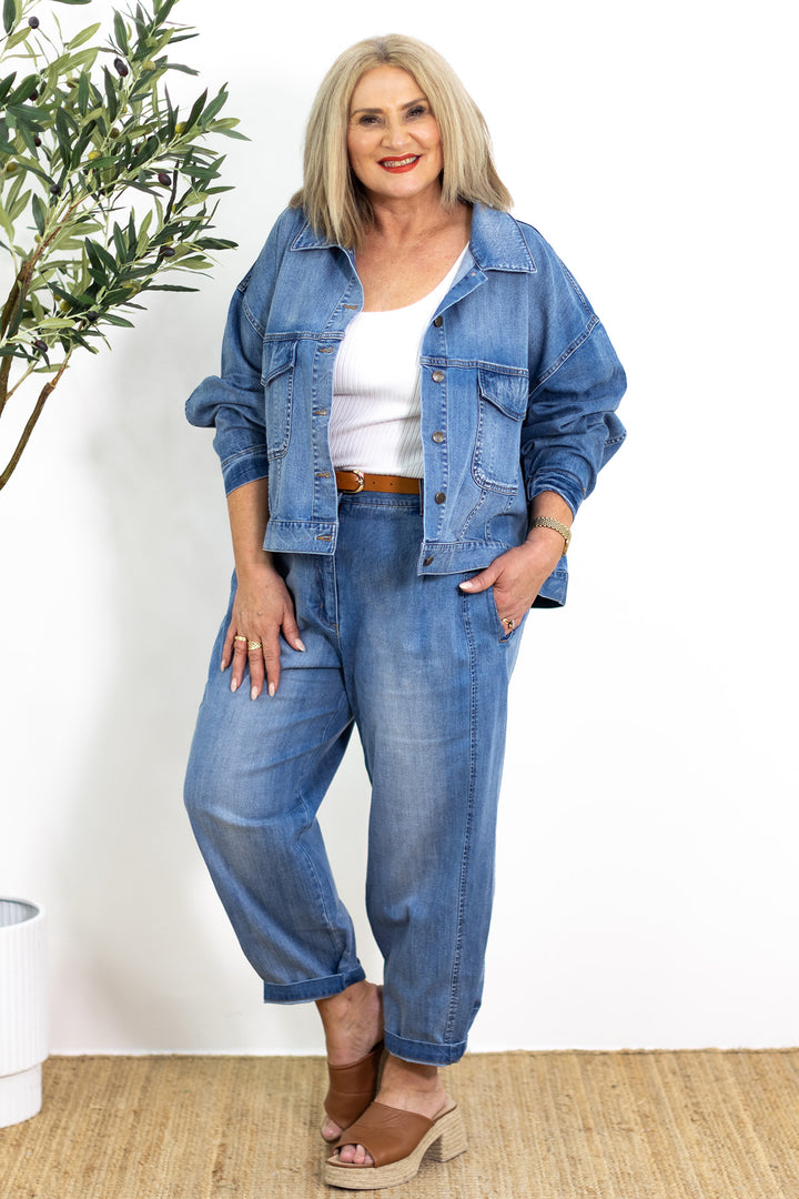 Oversized Stretch Swing Jacket | Denim