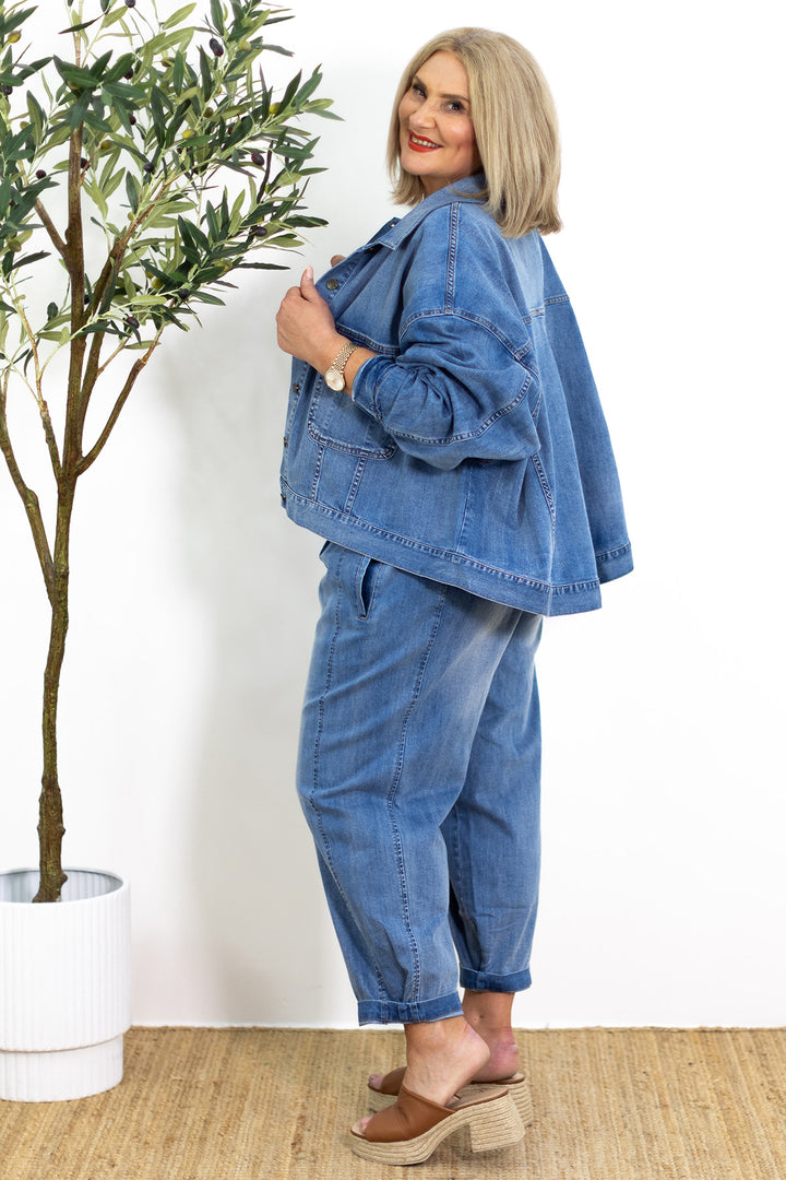 Oversized Stretch Swing Jacket | Denim