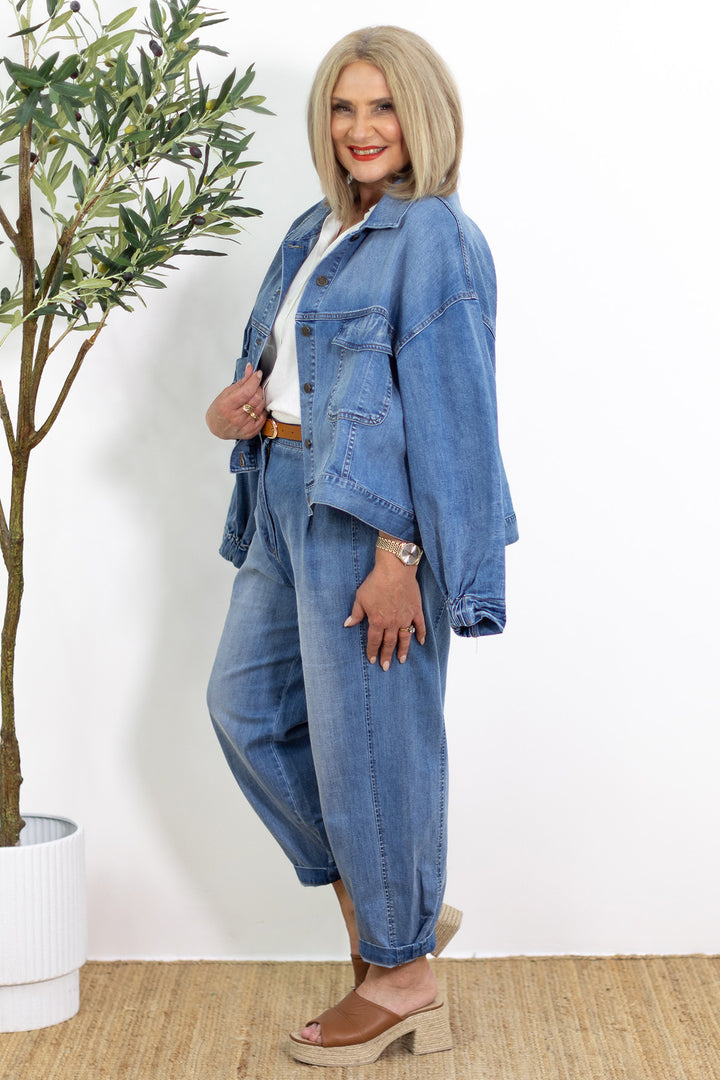 Oversized Stretch Swing Jacket | Denim