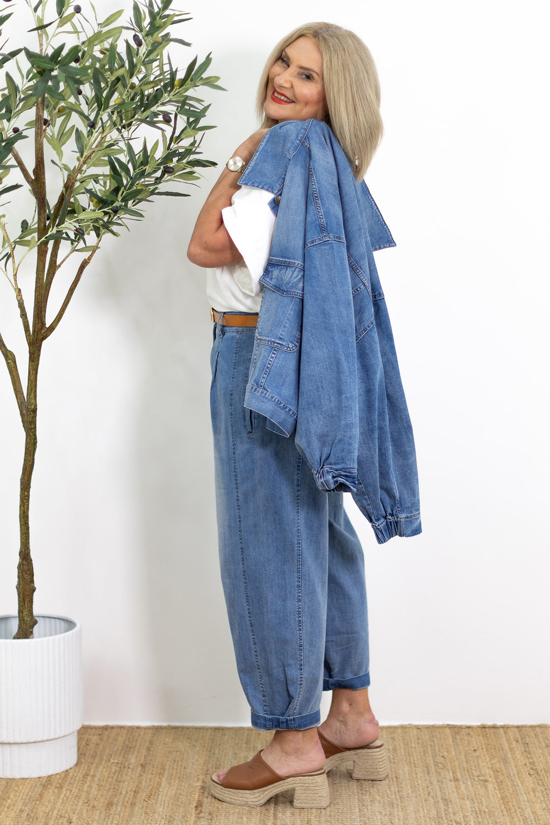 Oversized Stretch Swing Jacket | Denim